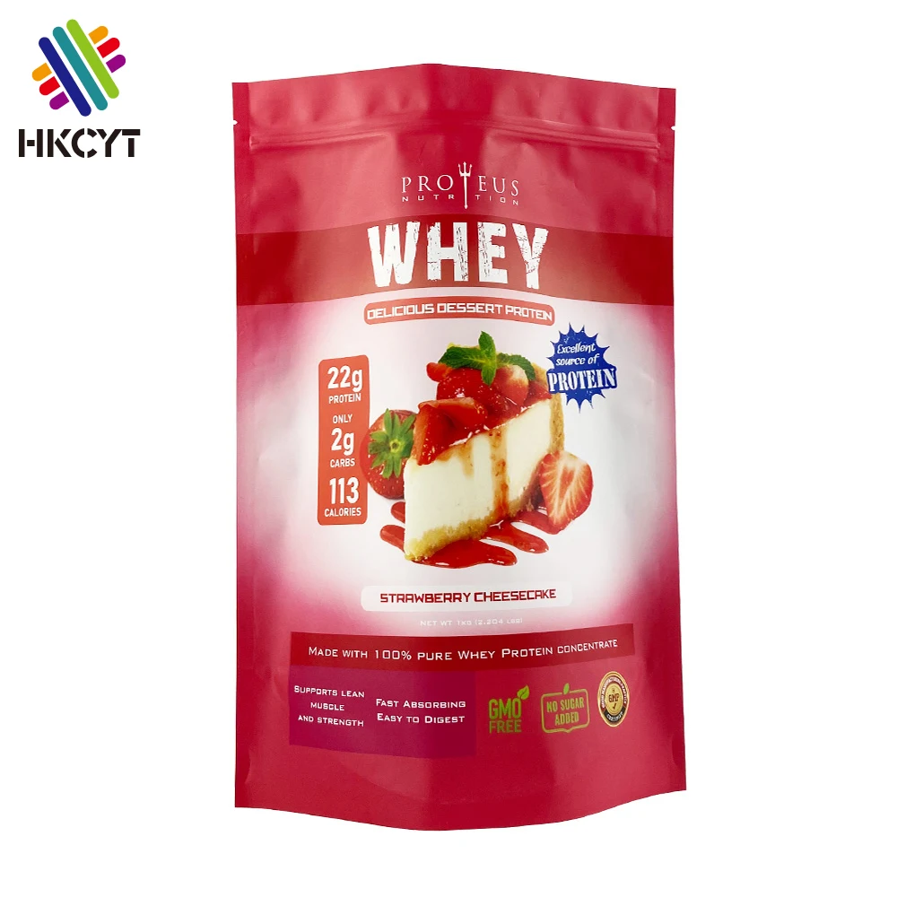 250g 500g 1kg Protein Powder Stand Up Pouch Aluminium Foil Plastic Packaging Ziplock Bags