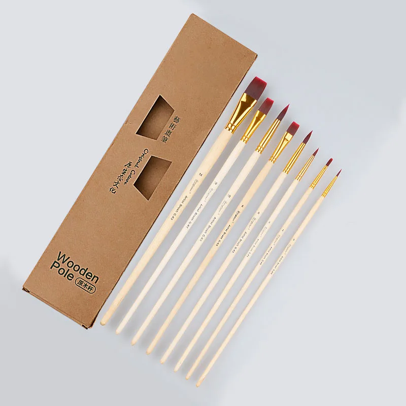 Wholesale Log Color Beginner Adult Artist Nylon Painting Brush Watercolor Paint Brush Manufacturers