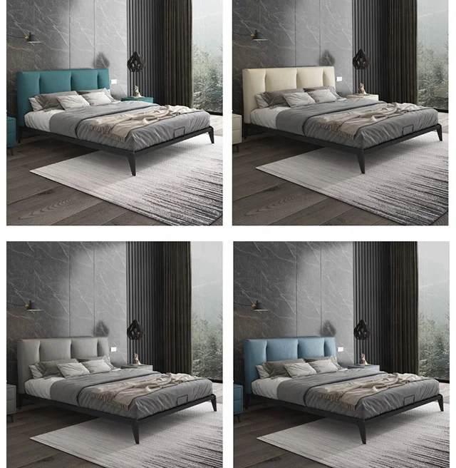 Modern multifunction storage bed with speaker music design of leather bed solid wood frame china factory wholesale