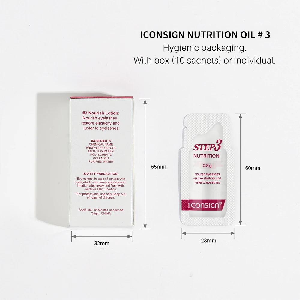 Iconsign NO.3 wholesale 0.8g 10pcs sachet nutrition pestaas de colores  lash lift aftercare serum