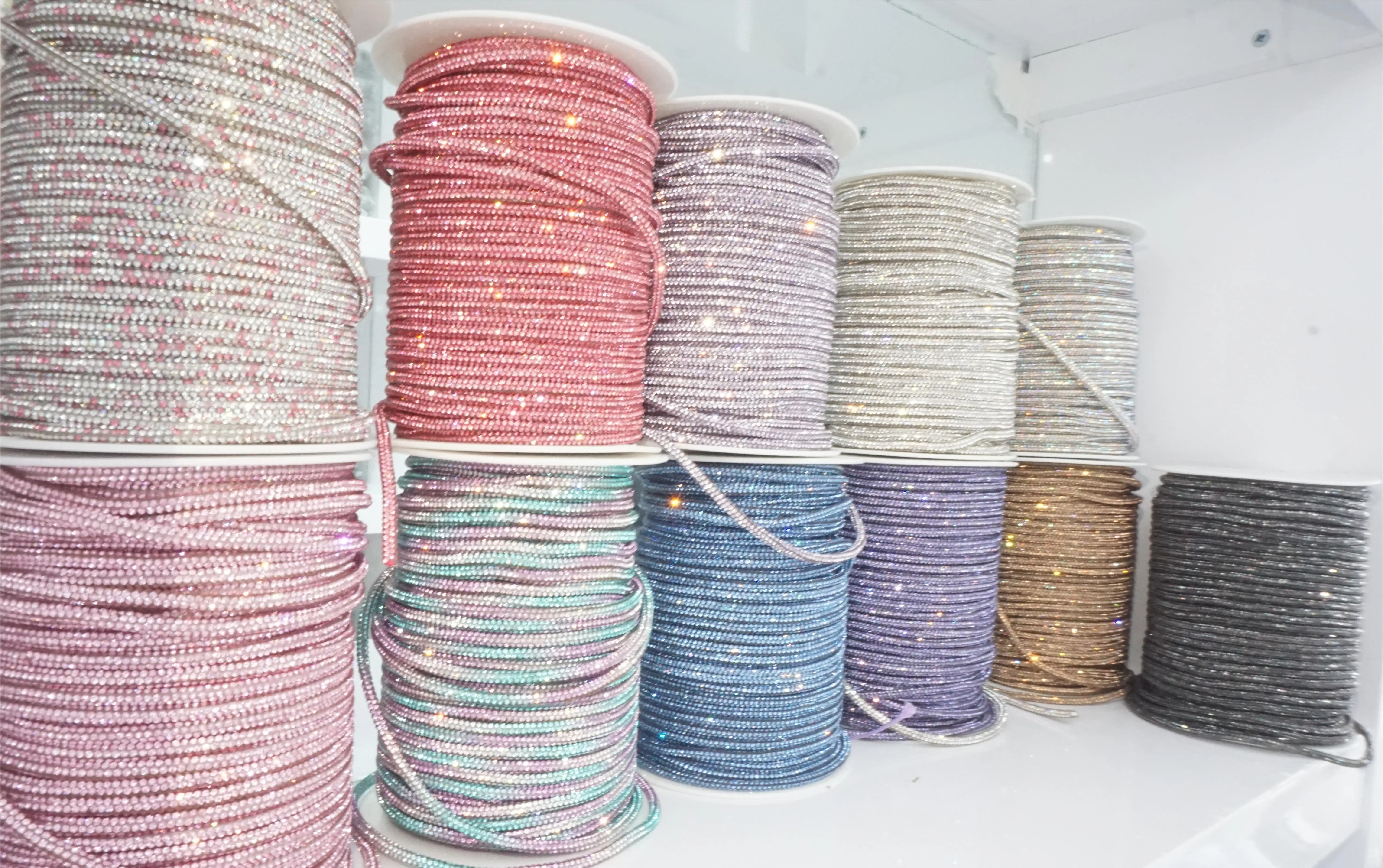 AB Diamond Rope Colorful Sparkling Round Tube Diamond Rope 4mm 6mm Crystal Shoe Lace DIY Rope