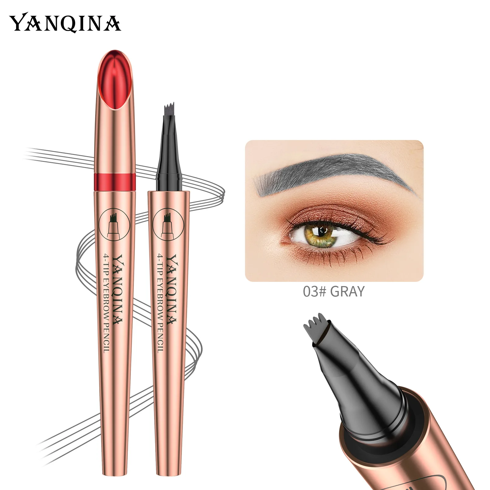 3D Eyebrow Pen Waterproof Fork Tip Eyebrow Tattoo Pencil Long Lasting Professional Fine Sketch Liquid Eye Brow Pen