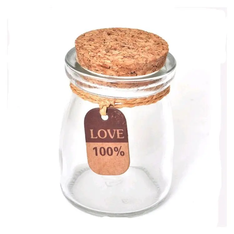 Mini Yogurt 100ml Glass Favor Jars with Cork Lids Glass Pudding jars