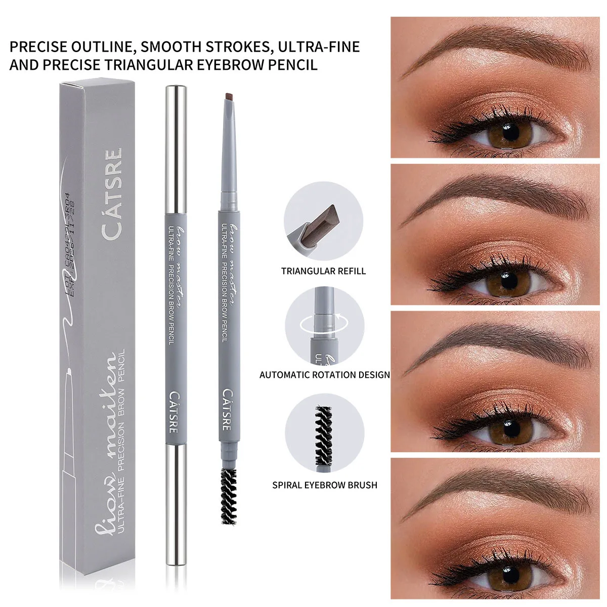 Double headed extremely thin triangular eyebrow pencil set wholesale eyebrow powder cream hard core