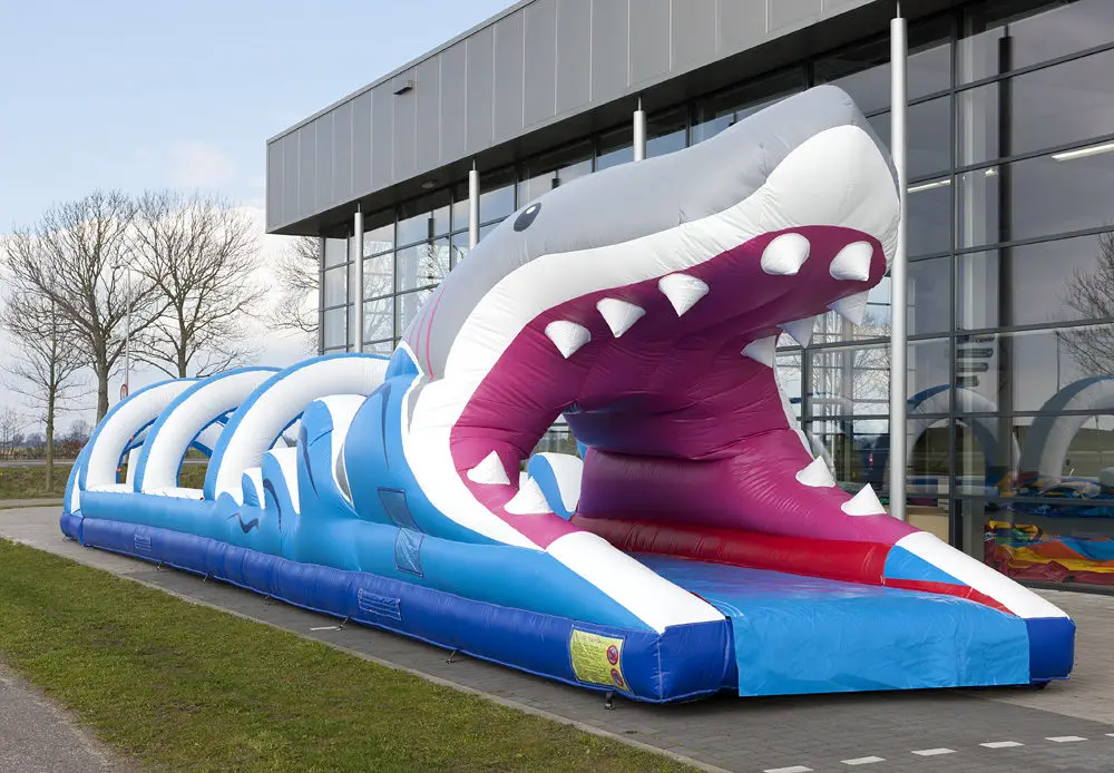 Inflatable belly shark Water Slide and Slip for Summer 18 meters
