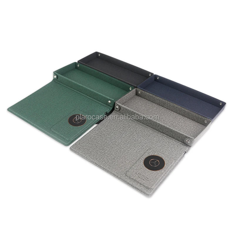 Custom LED Logo PU Leather Wireless Charging Mouse Pad with Stationery Compartment