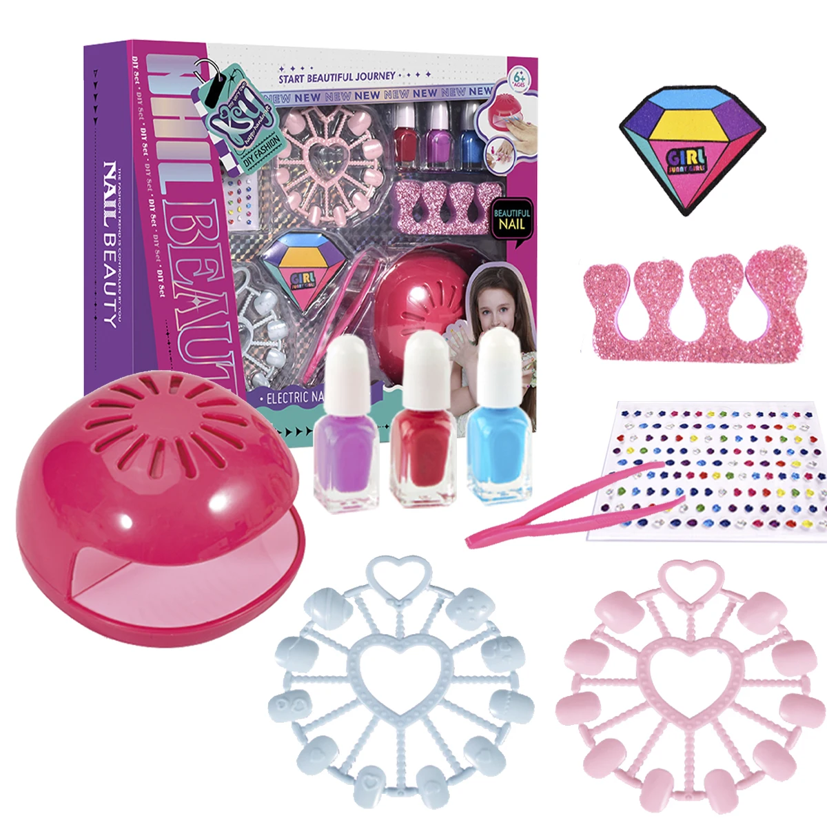 Cosmetic Beauty Diy Makeup Toy Set  Boutique Pretty Girls Play Game Drying Kit Mini Nail Dryer Sets For Little Girls