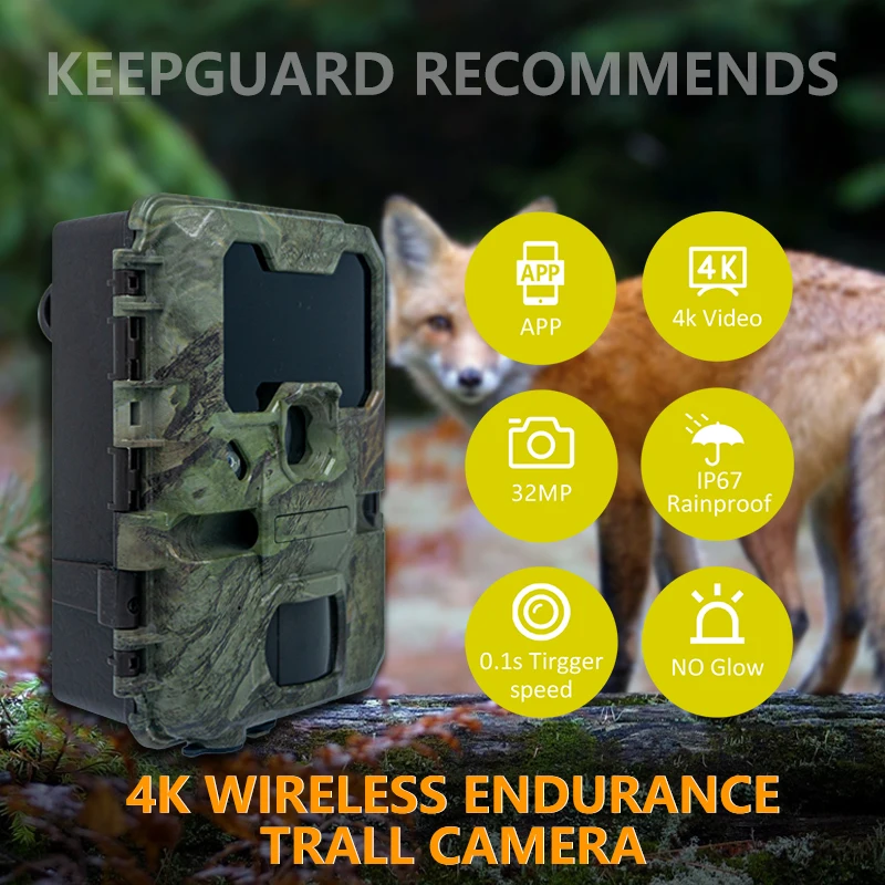 Keepguard 2024 new 4K WIFI trail camera for wildlife observation or security wireless transmit game cameras