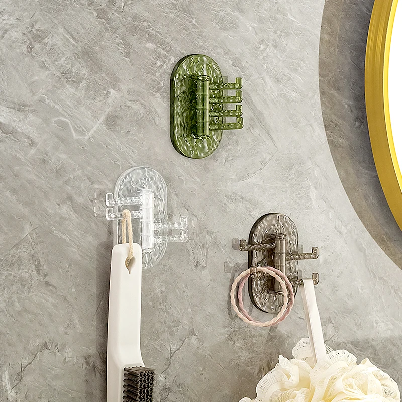 2024 new 4-hook non-punch adhesive door wall hook Kitchen bathroom bathroom Key rack hanger towel hook