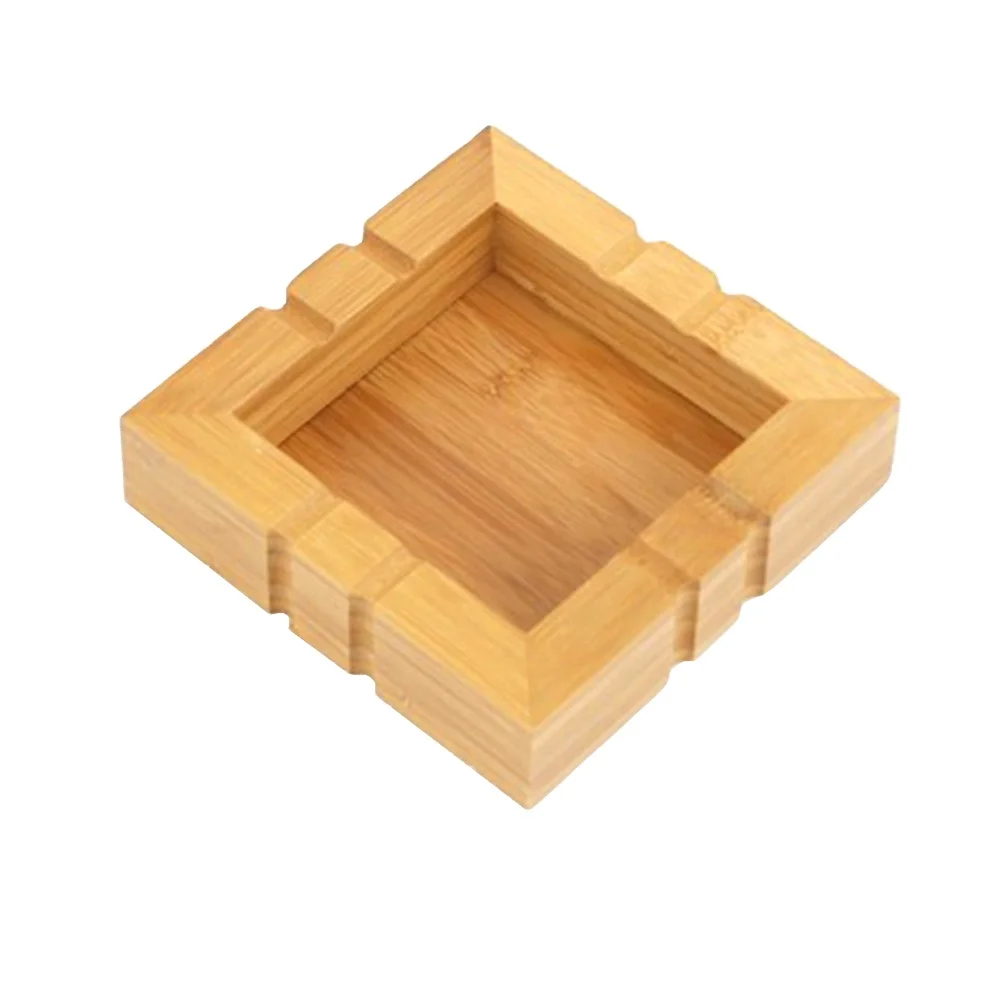Home Custom Bamboo Wooden Cigarette Ashtray for Indoor and Outdoor