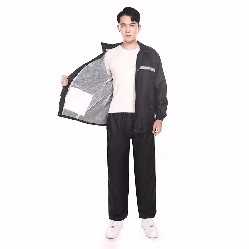 Adult Split Raincoat and Rain Pants Set Oxford Cloth PVC Outdoor Electric Bike Riding Reflective Raincoat Wholesale Price