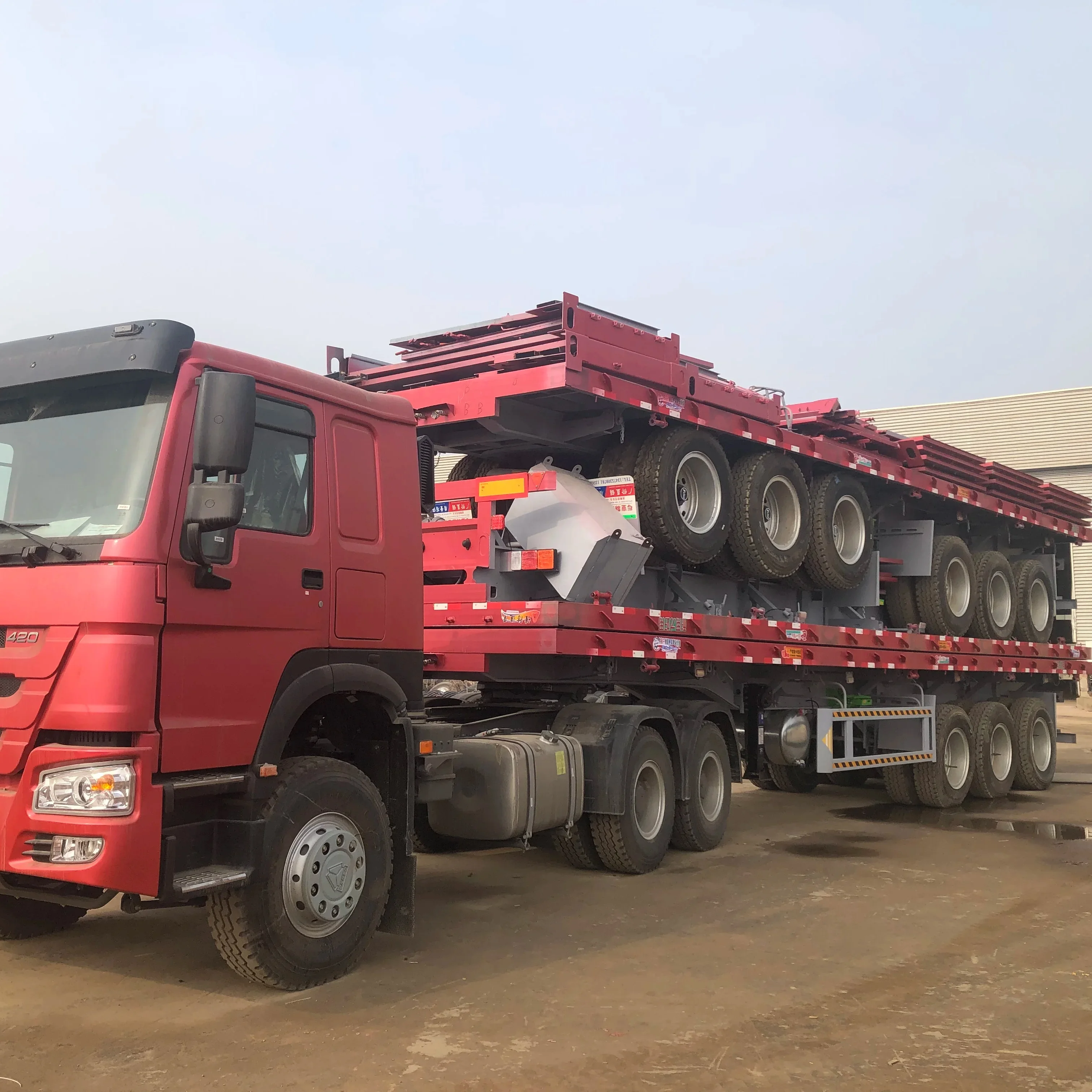 new and used Four axles 53 foot container flatbed trailer 53ft 4 axle flat bed western trailer for sale Mexico