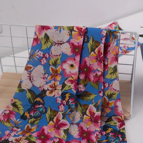 Оптовая продажа, гладкий на ощупь 30% Тенсел, 70% хлопок, цветочный дизайн, цифровой принт, ткань из тенсела, хлопчатобумажная ткань для платья