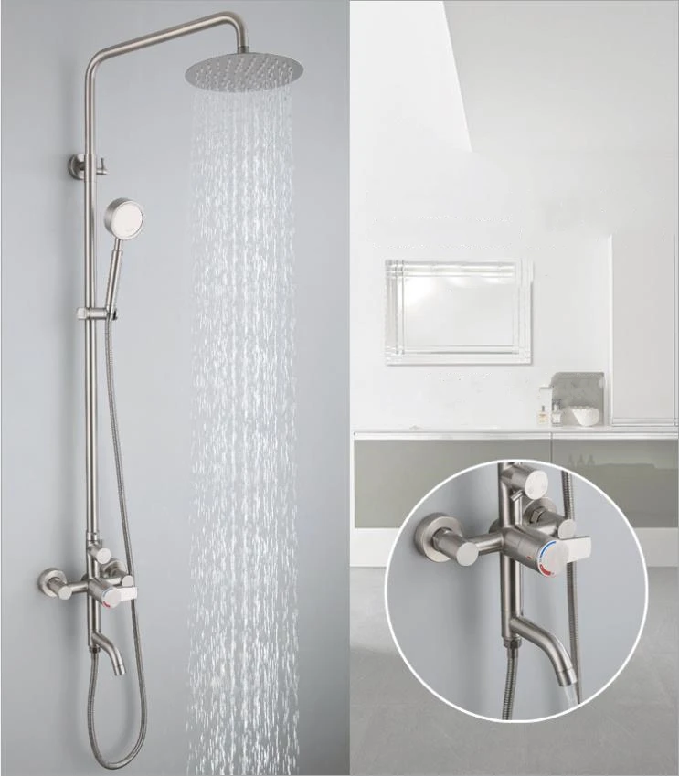 
Оптовая продажа, матовый смеситель для ванны из нержавеющей стали 304, набор для Дождевого душа, смесители для ванны и душа, Набор смесителей для ванны 