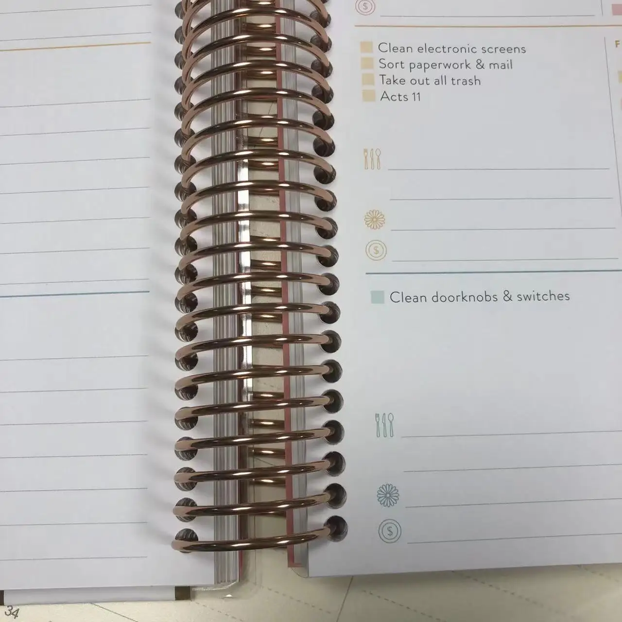 Hot Sale Aluminium Spiral Ring Wire O Spiral Binding Hardcover Business Office Weekly Planner Calendar Binding