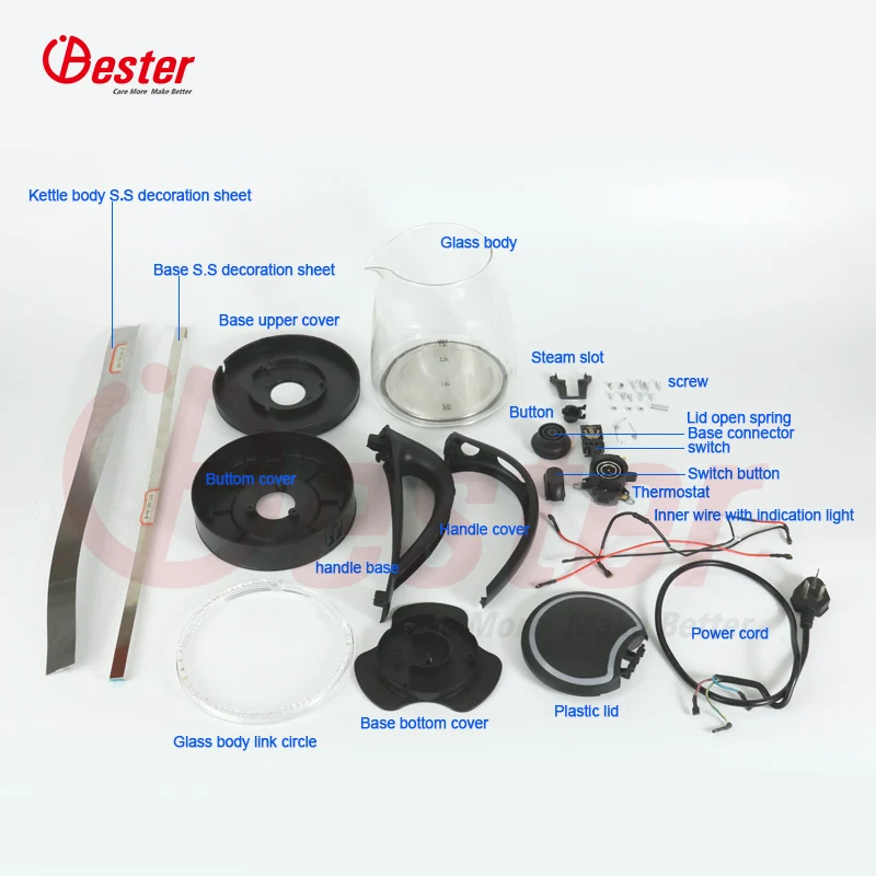 electric kettle parts temperature control switch CKD SKD spare part glass kettle