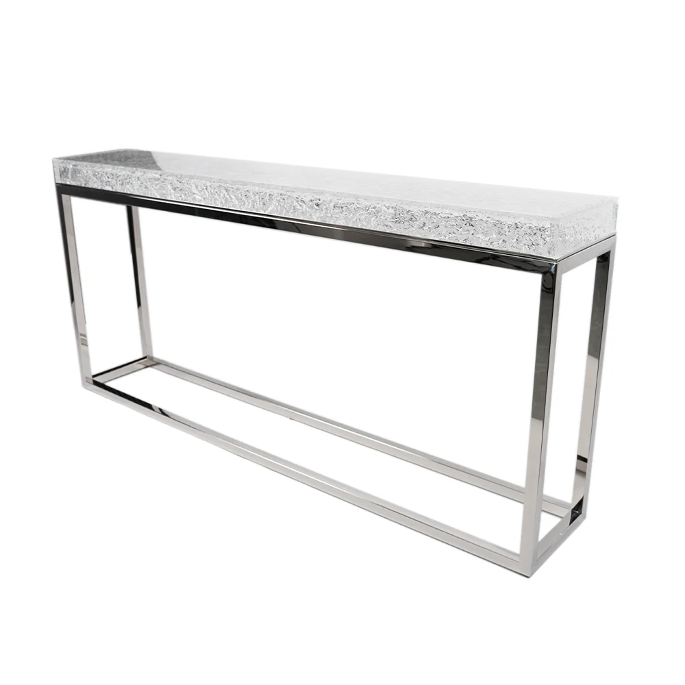 Transparent Acrylic Corner Table Stainless Steel Console Table Acrylic resin epoxy art design itallian Console Table