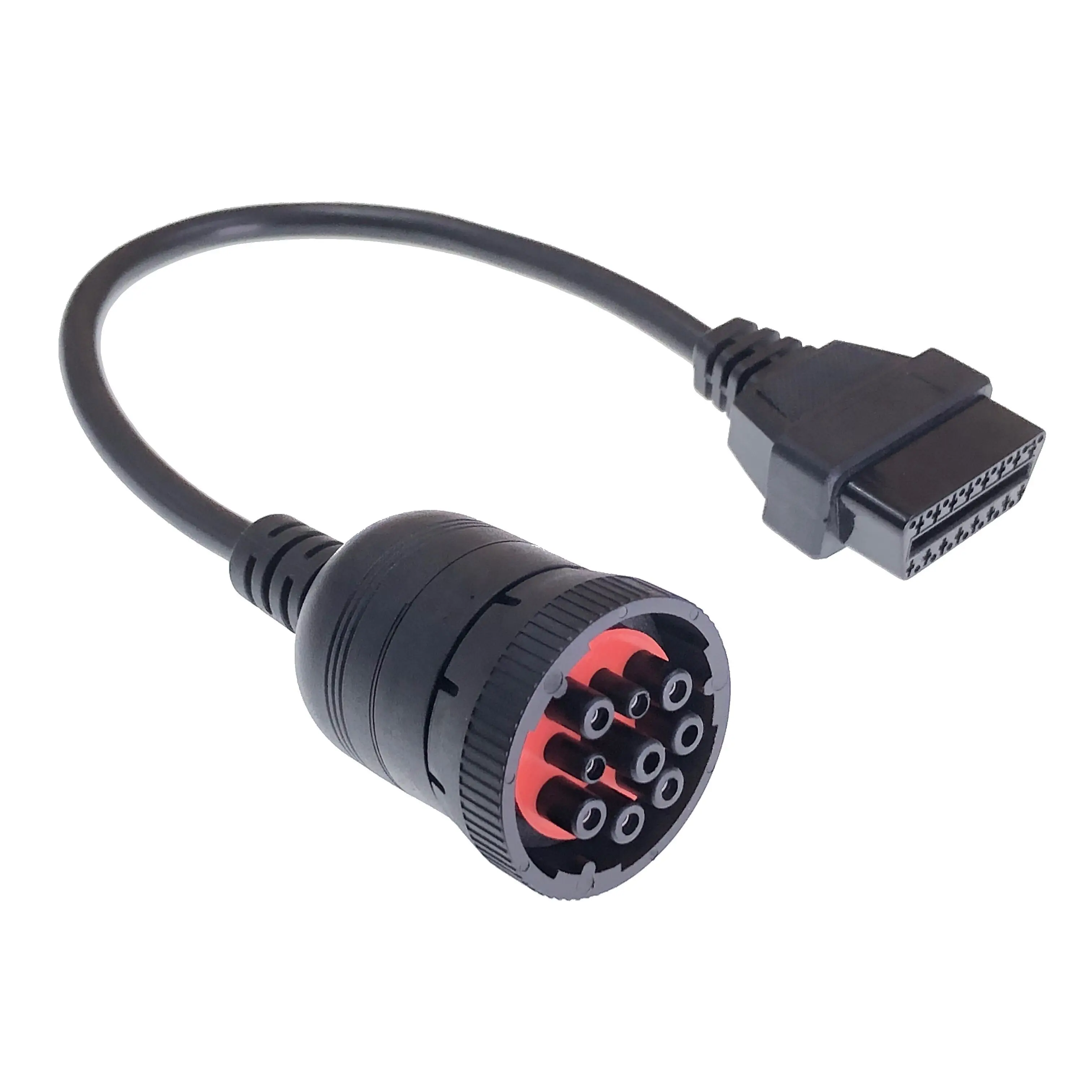 16PIN OBD2 Connector to 9PIN Deutsch J1939 Black Male Connector Cable for Diagnostic Tool