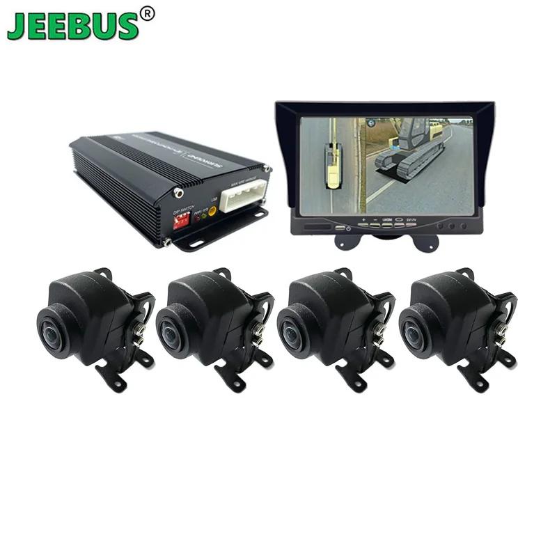 HD SONY225 Chip Sensor 360 Degree Surround View Car Camera Monitor System Excavator Heavy Duty 3D Bird View with 7inch Monitor