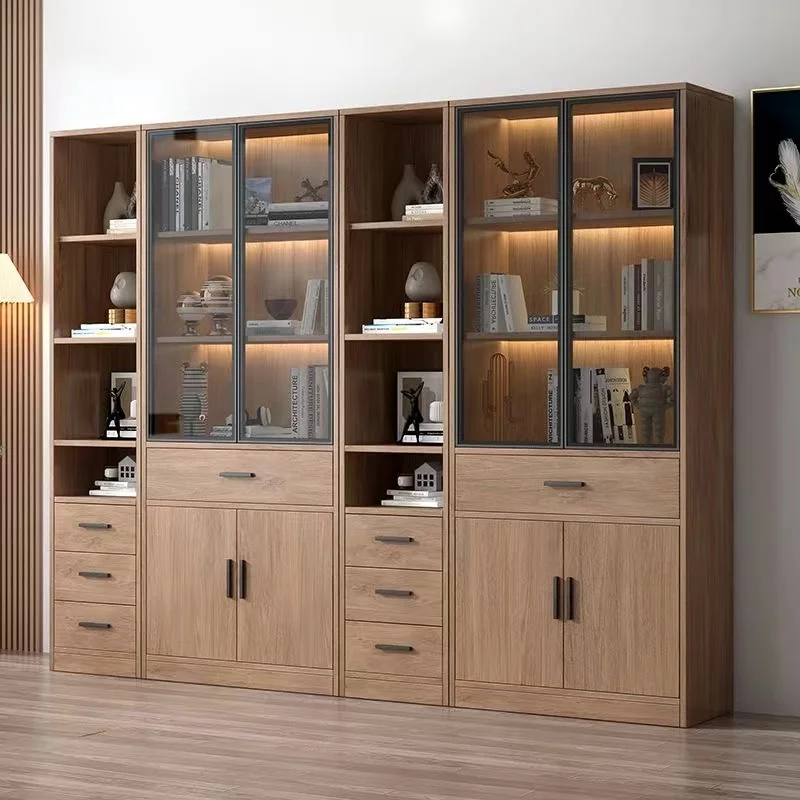 Роскошная Новая современная книжная полка декоративный шкаф для хранения деревянная со стеклянной дверью