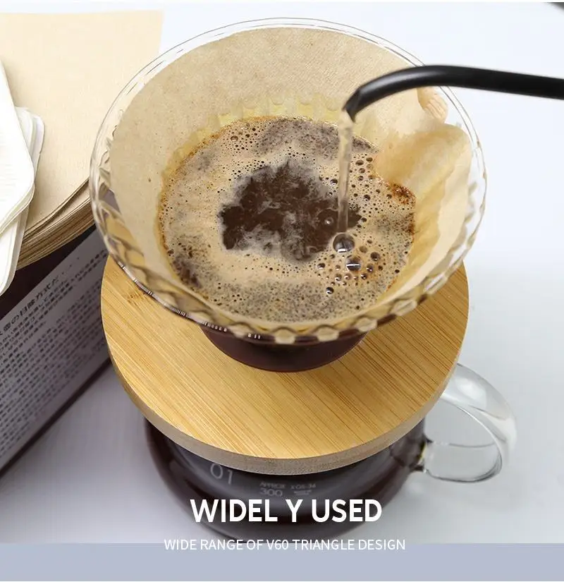 V shape Barista Pour Over Drip coffee paper filter White brown color Bleached coffee filter paper V01 V02 40 pcs packed