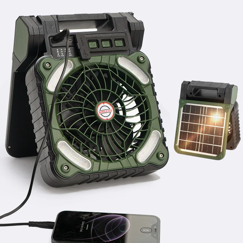 Multifunctional Wireless Solar Power Fan USB Rechargeable Multiple Colors Available Outdoor Camping Fan With Light