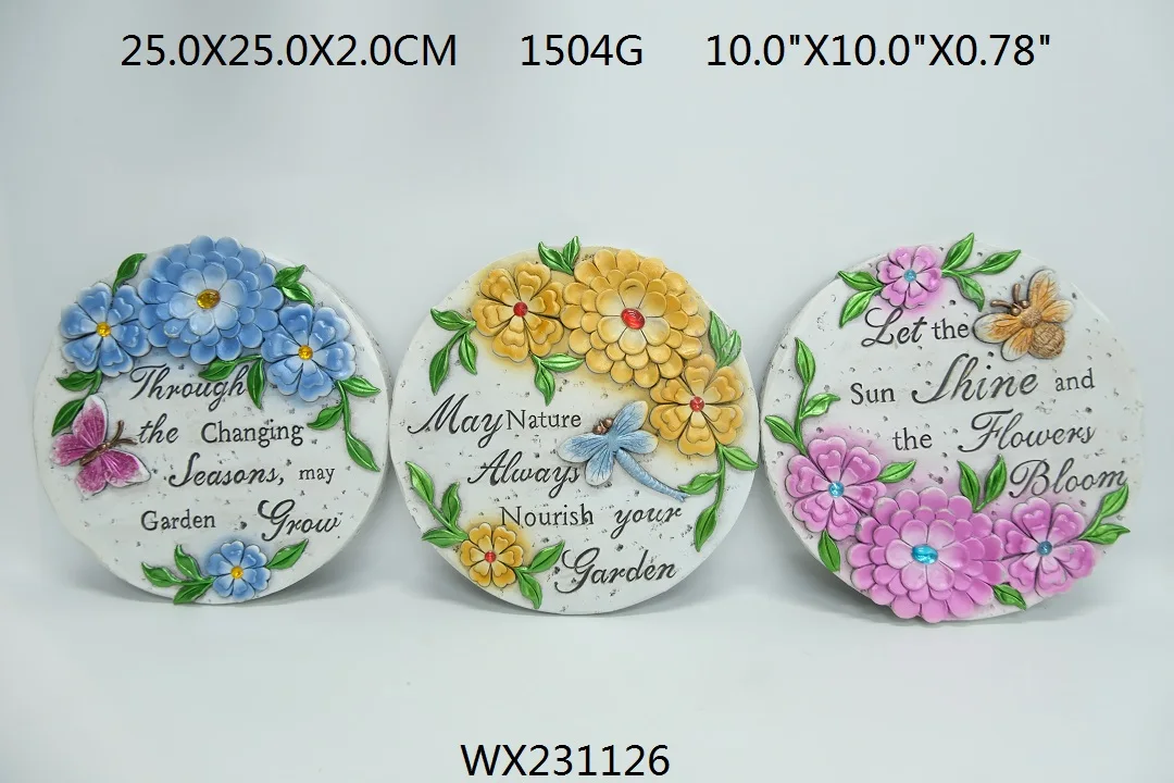 Round Shape moth orchids Outdoor Garden Decorative Resin Garden Stepping Stone