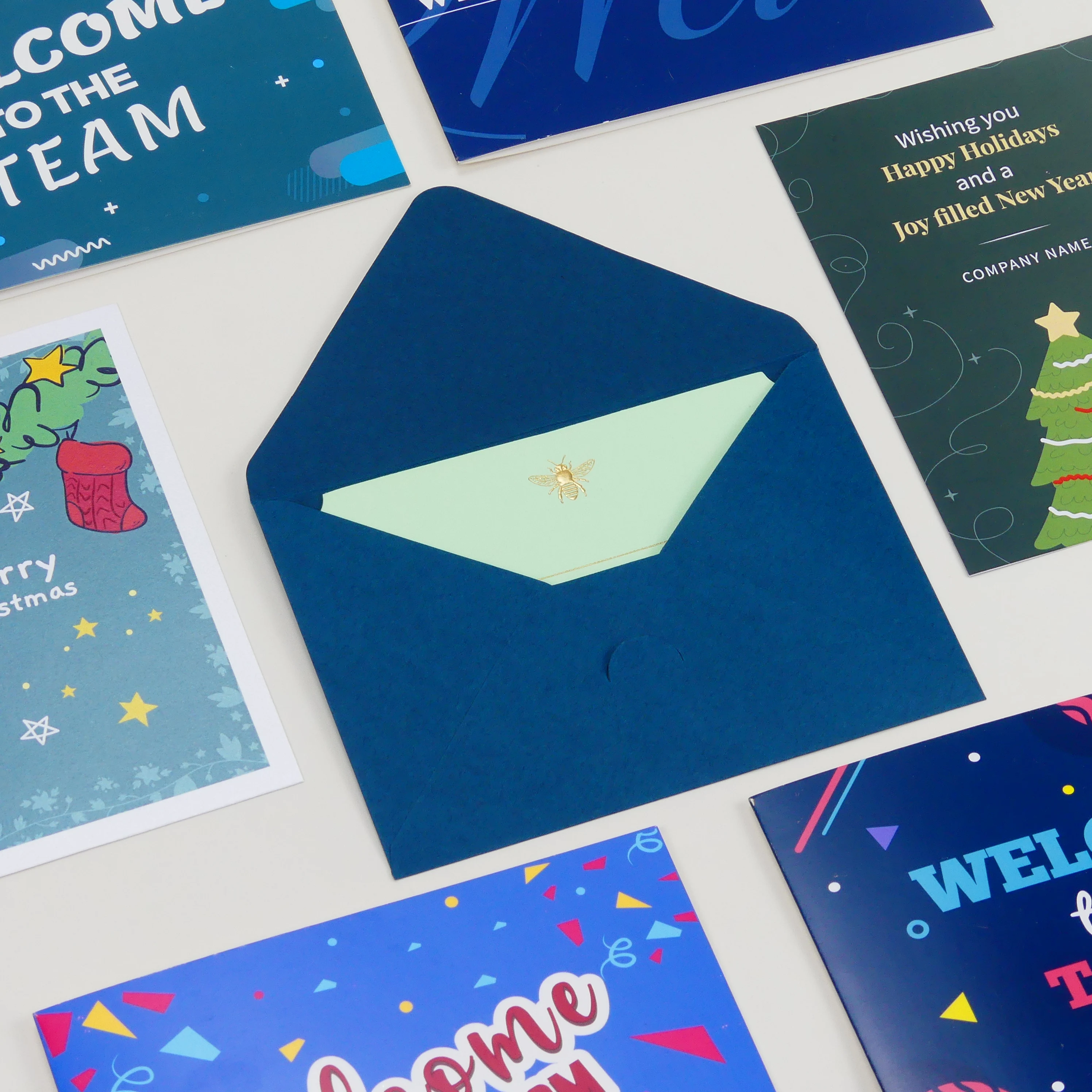 Wholesale Customized personalized design paper card printing thank you cards with envelope