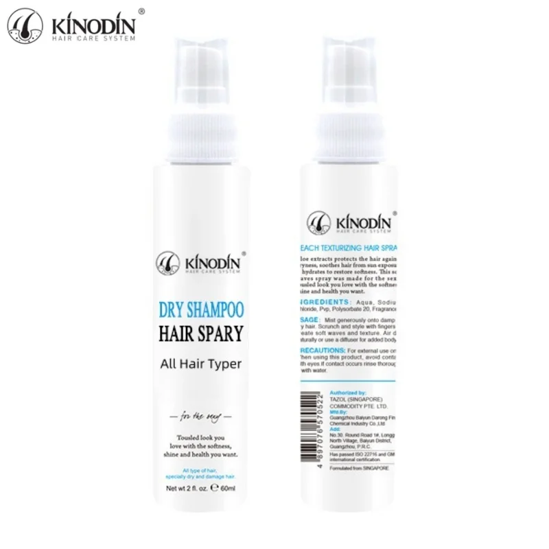 KINODIN 60ml Private Label Natural Dry Cleansing Hair Shampoo Smooth Refreshing Shampoo Spray
