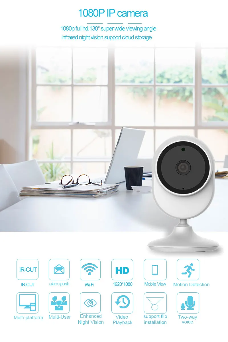 Лидер продаж HD Беспроводная IP-камера видеонаблюдения с записью 1080P широкий угол обзора 140
