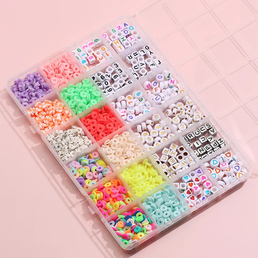 Round Acrylic Letter Beads Set for Kid Bracelets Necklace Making Jewelry Diy Accessory Kit Seed Plastic Alphabet Boxes