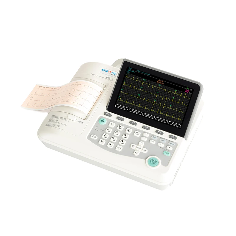 In stock medical electrocardiogram 12 Leads 3 Channel Digital ecg machine with analyzer Portable Ecg Ekg ecg machine
