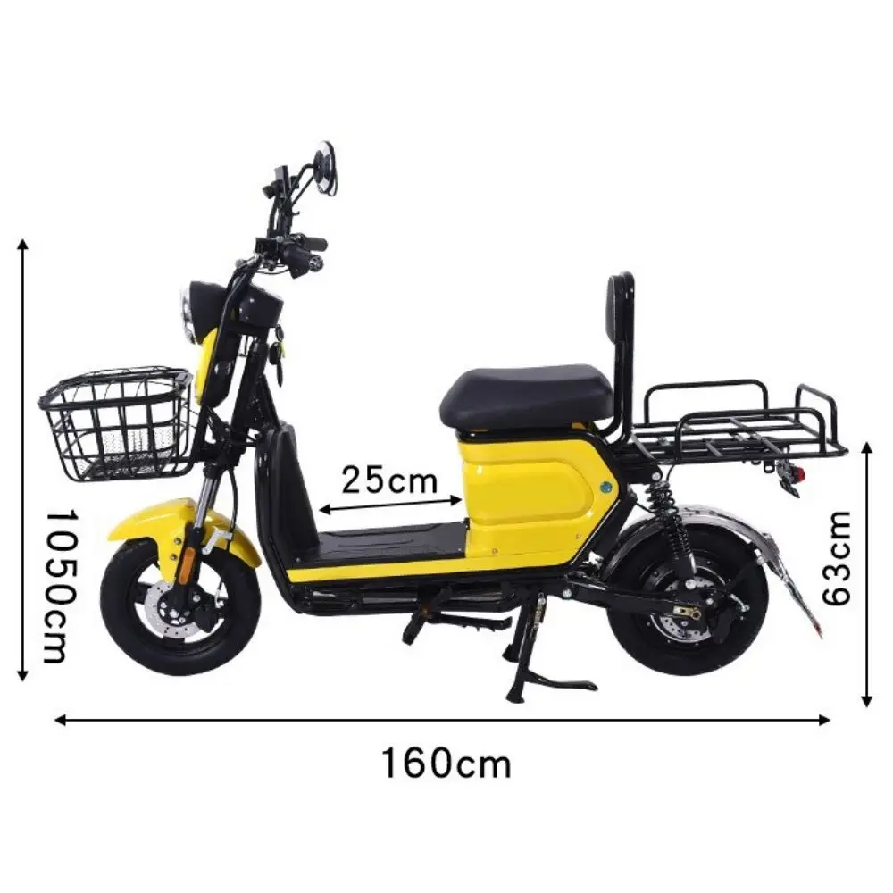 Long range high speed takeaway food delivery vehicle 500W lithium battery front and rear disc brake safe driving 2 seat bike