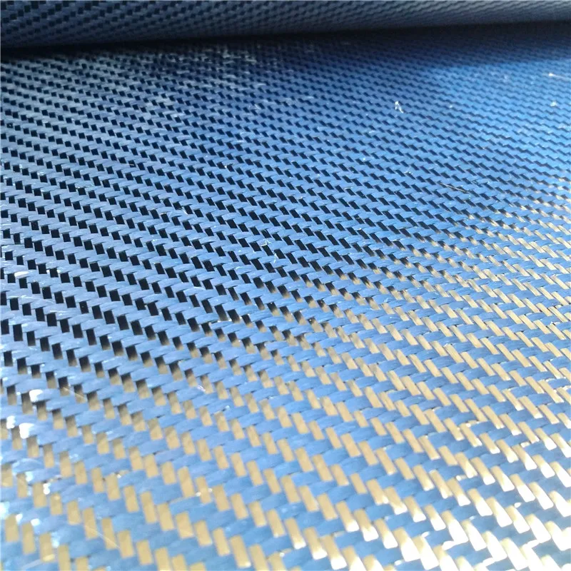 Best Quality Carbon Aramid Fiber Mixed Weaving Cloth Glitter Blue Carbon Fiber Custom Carbon Fiber Fabric