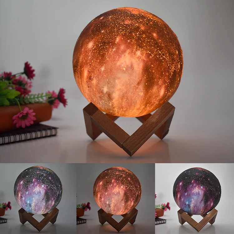 
Rechargeable LED Night Light 3D Print Starry Sky Magic Star Moon Galaxy Lamp Colorful 16 Colors Change Touch Switch Space lamp 