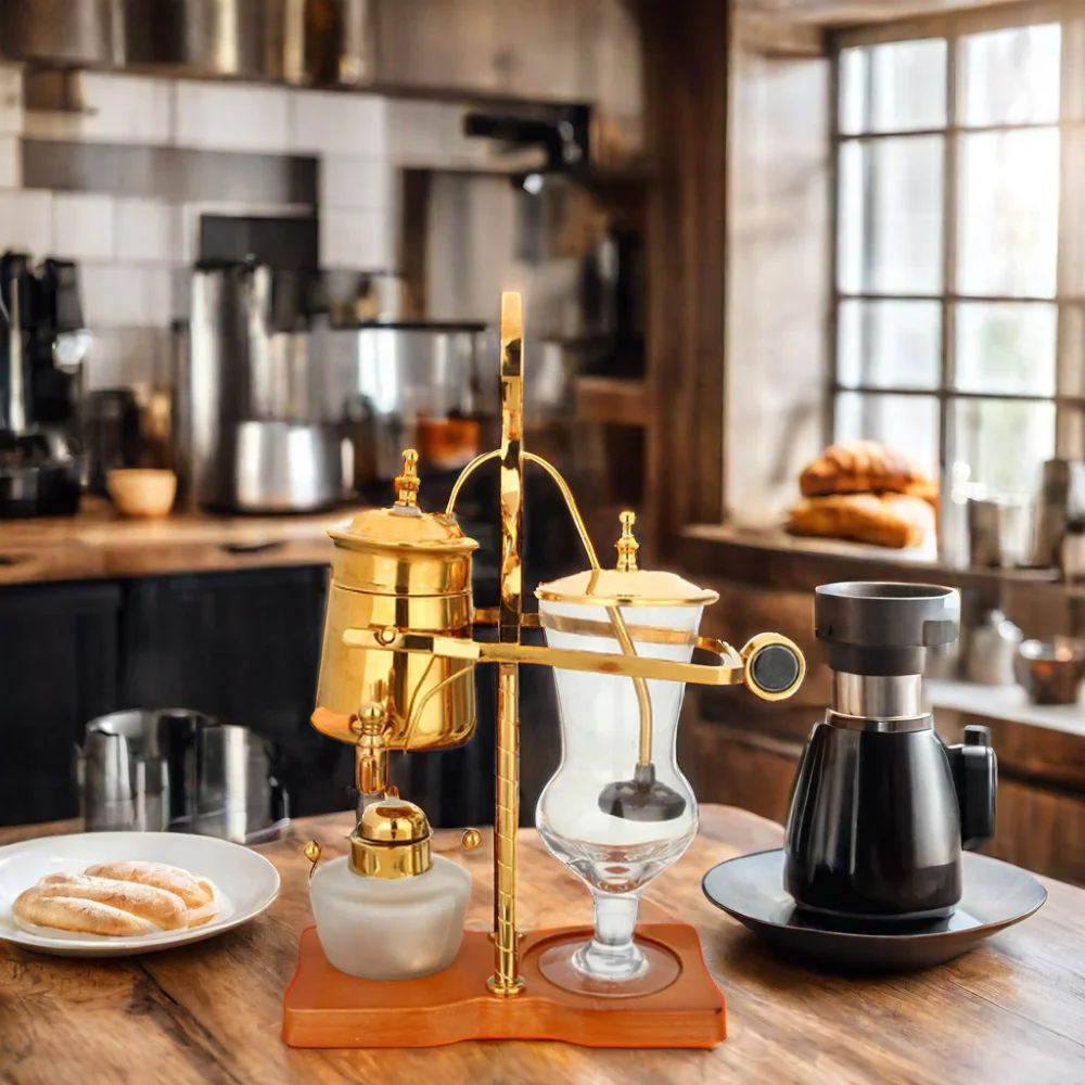 Multifunctional Silver Gold Color Belgium Luxury Royal Family Balance Syphon Siphon Coffee Maker