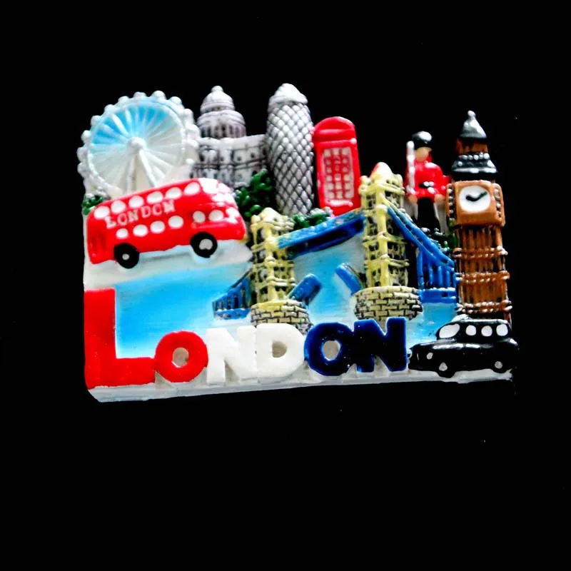 Wholesale custom design London England tourist souvenir handmade resin fridge magnet