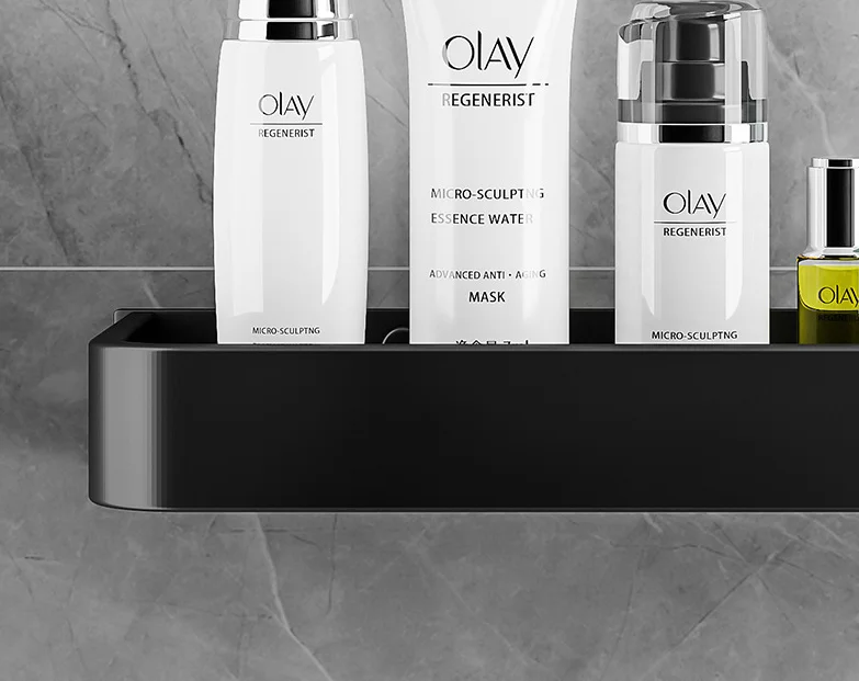 Bathroom Double Shelves Wall Mounted Self Adhesive Kitchen Corner Racks Shower Caddy Corner Storage Shelves