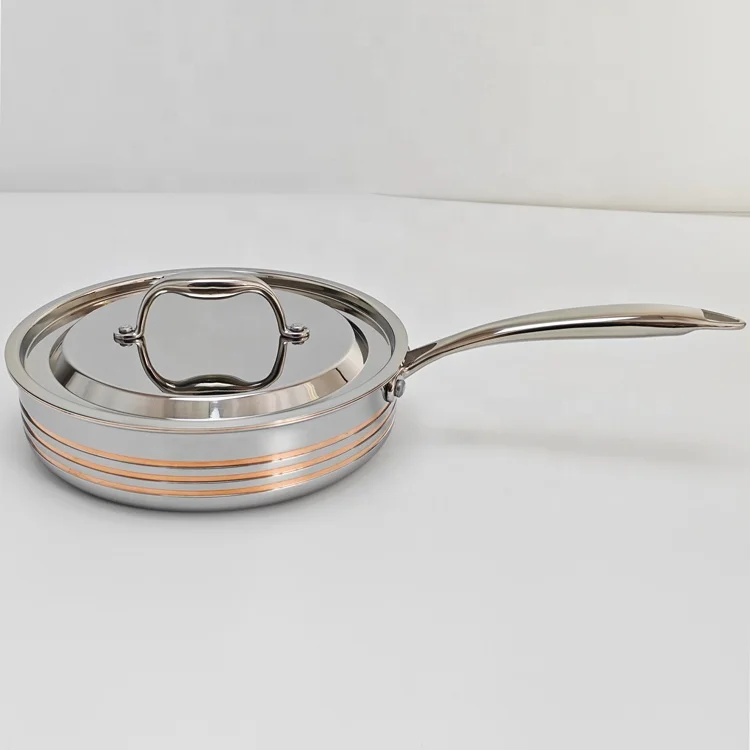 Premium Kitchen Cooking Pot with Steel Lid 8 Piece 5Ply Stainless Steel Copper Core Cookware Set