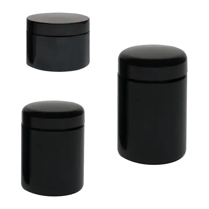 Round Large UV Black Dark Ultra Violet Stash Jar Herb UV Smell Proof Air Tight Ultraviolet Storage Glass Jar