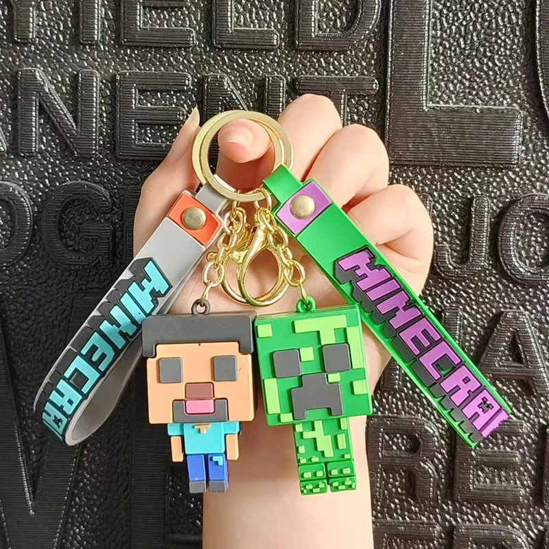 Anime Cartoon MC My Craft Mine Action Figure Q version Mini Fidget Ornament Vinyl PVC Alloy Keychain Backpack Pendant Mine World