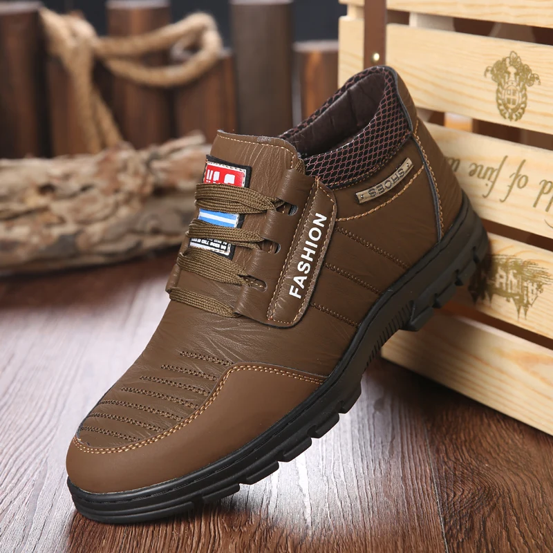 Winter old Men Casual Genuine Leather Shoes Luxury Mens Loafers Moccasins Breathable Driving office Shoes Plus Size 37-46