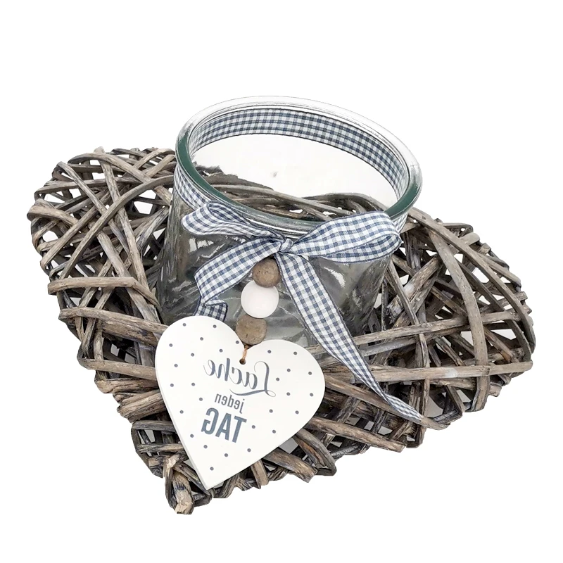 High Quality Household Handmade Wicker Heart-shaped Wooden Decoration Craft Article