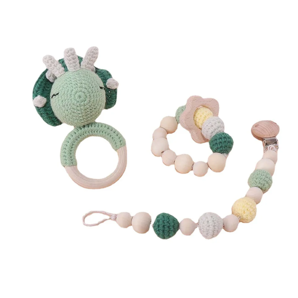 Baby Rattle Baby Sleeping Comfort Knitted Rattle Hand-Held Toy Unicorn Little Doll Wool Hand-Woven wooden Rattle