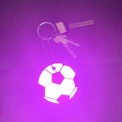 Custom High Visibility Safety Reflective PVC Keychain Pendant Football Soccer Reflector Charm Keyring for School Bag Backpack