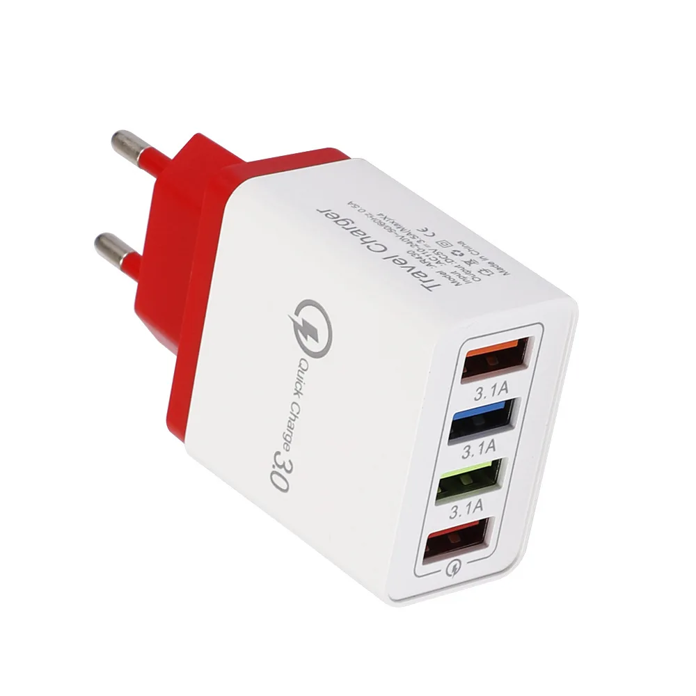  QC3.0 3A 4USB зарядное устройство EU UK US Сетевое для мобильных