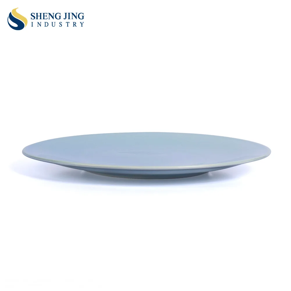 Light Raised Edge Vajilla Platos Blue Reactive Dinner Plate Side Prato Ceramic Dinnerware Flat Steak Dishes Coupe Round Plate