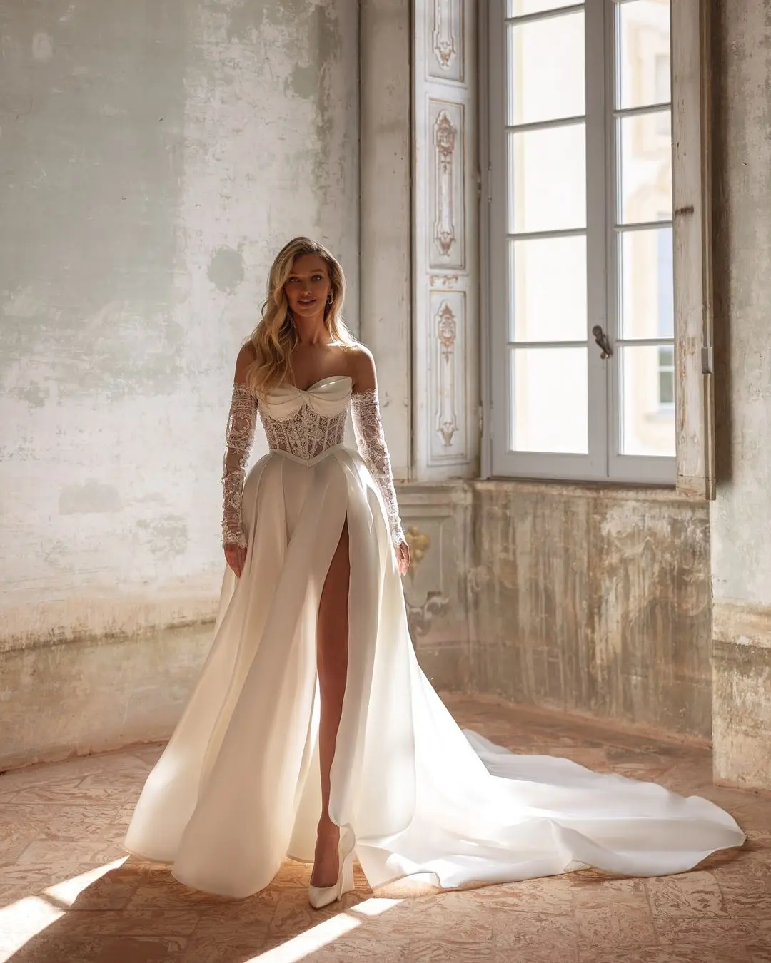 Mily Bridal MW186 элегантное кружевное и органза свадебное платье для свадебной церемонии свадебное платье для свадебной фотосъемки на лужайке свадебное платье