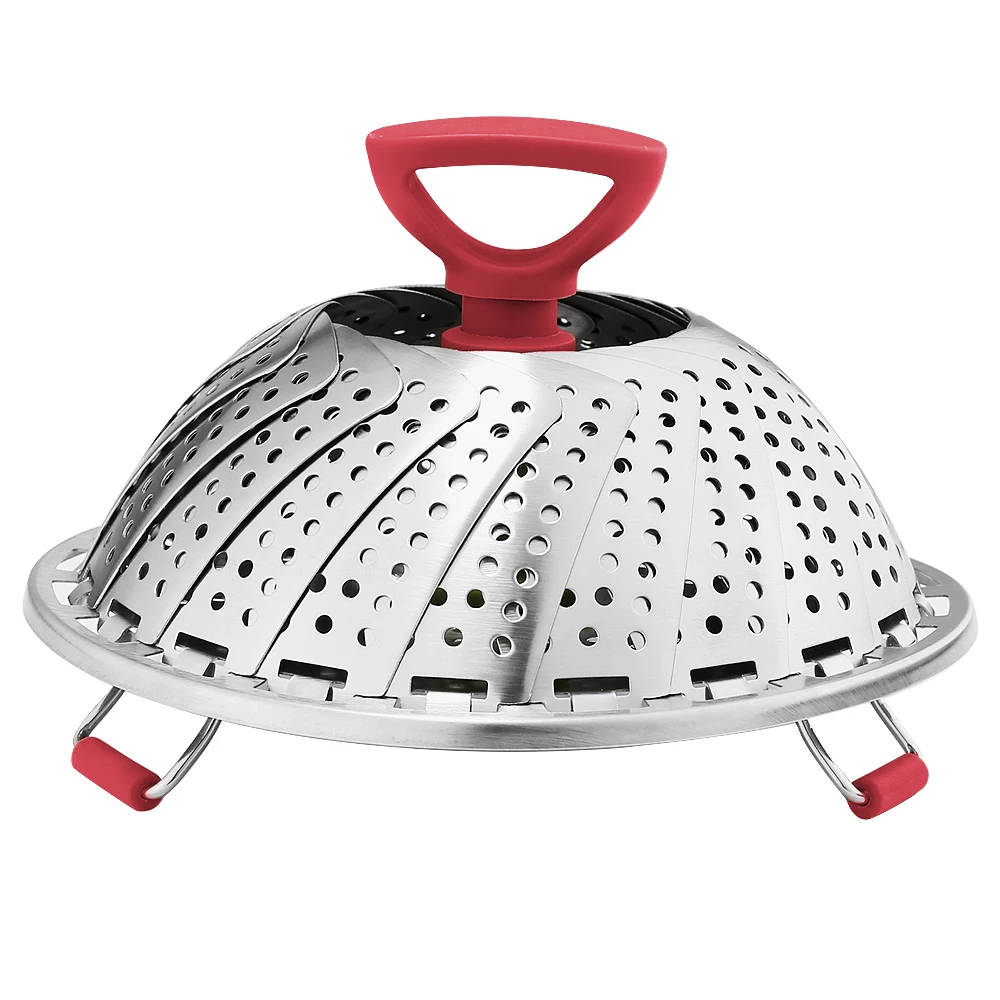 Vegetable Steamer Basket Stainless Steel Premium Folding Veggie Cookware Steamer for Cooking