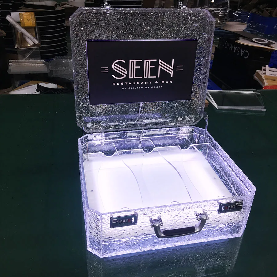 Barware LOGO Customized LED Ice rock Champagne Whisky Wine VIP bottle high-grade collection suitcase box locking Carry case